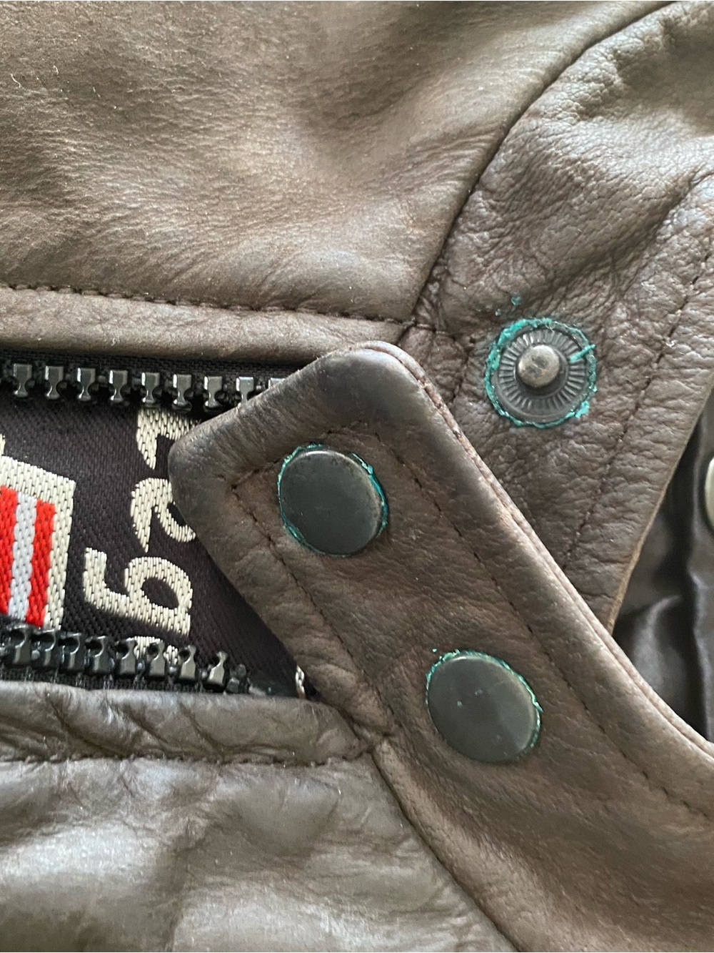 3M Thinsulate Brown Leather Jacket with Snap Details
